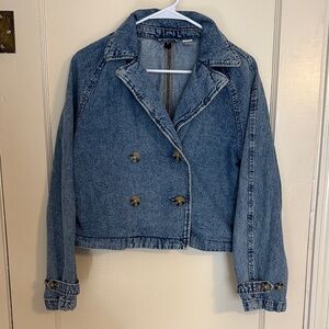 H&M Blue Double-Breasted Jean Jacket